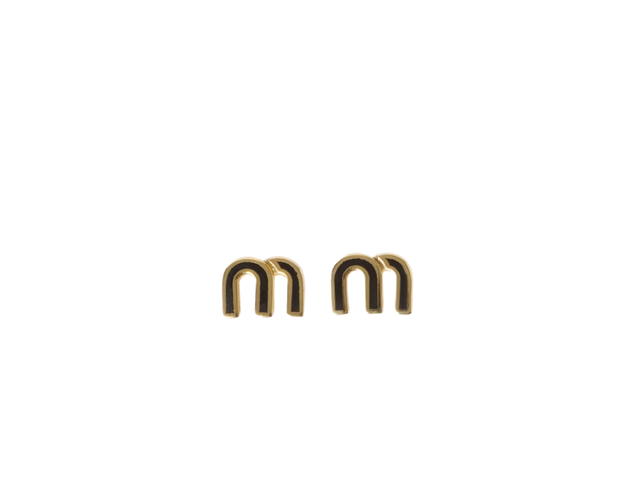 Miu Miu Miu Miu Enameled Metal Earrings With Logo Lasered On The Back - view 1