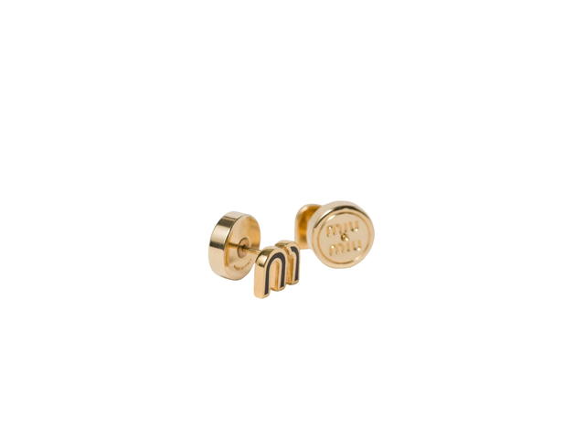 Miu Miu Miu Miu Enameled Metal Earrings With Logo Lasered On The Back - view 2