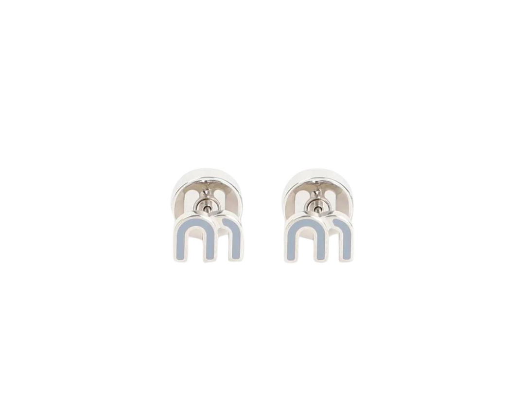 Miu Miu Miu Miu Enameled Metal Earrings Cornflower Blue