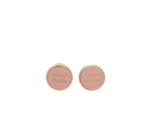 Buy Miu Miu Enameled metal earrings With Visible logo Orchid Pink at Sasom – Authentic and Ready to Ship