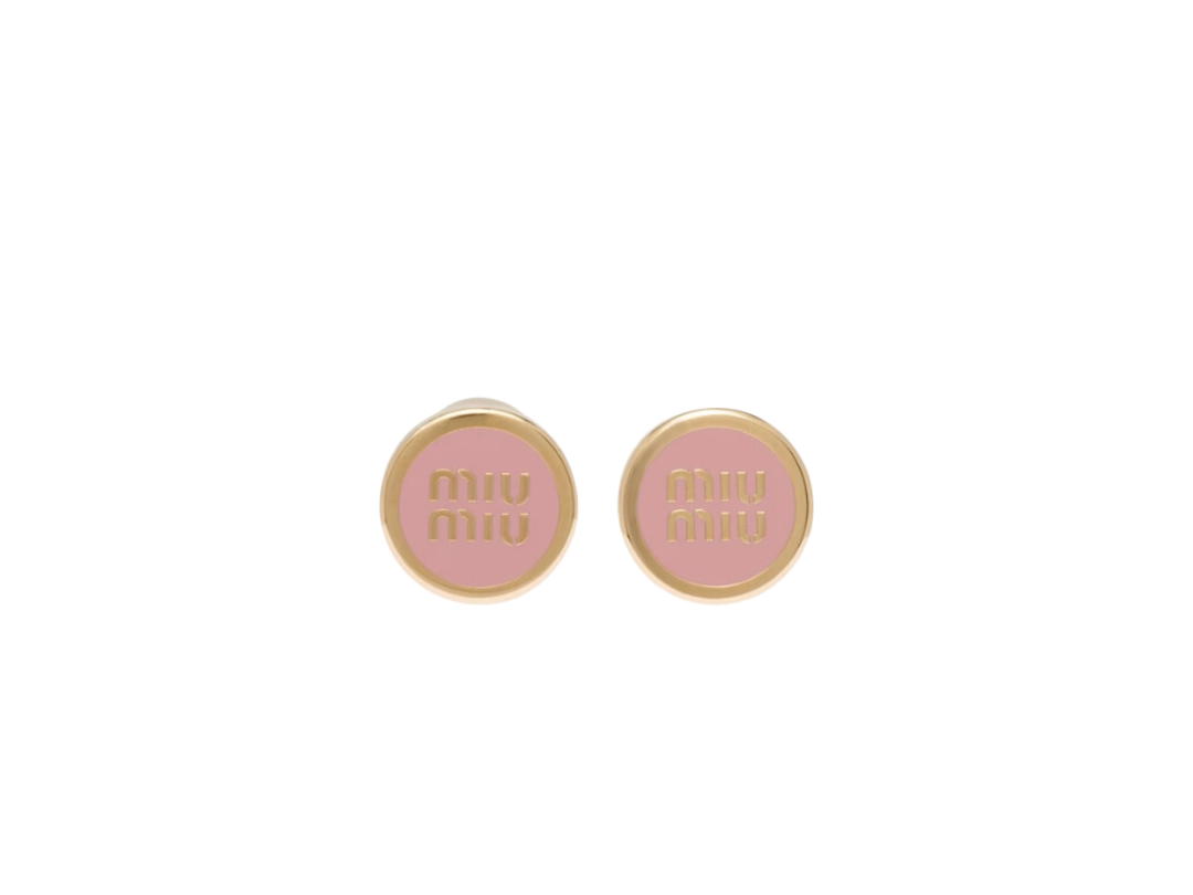 Miu Miu Miu Miu Enameled metal earrings With Visible logo Orchid Pink