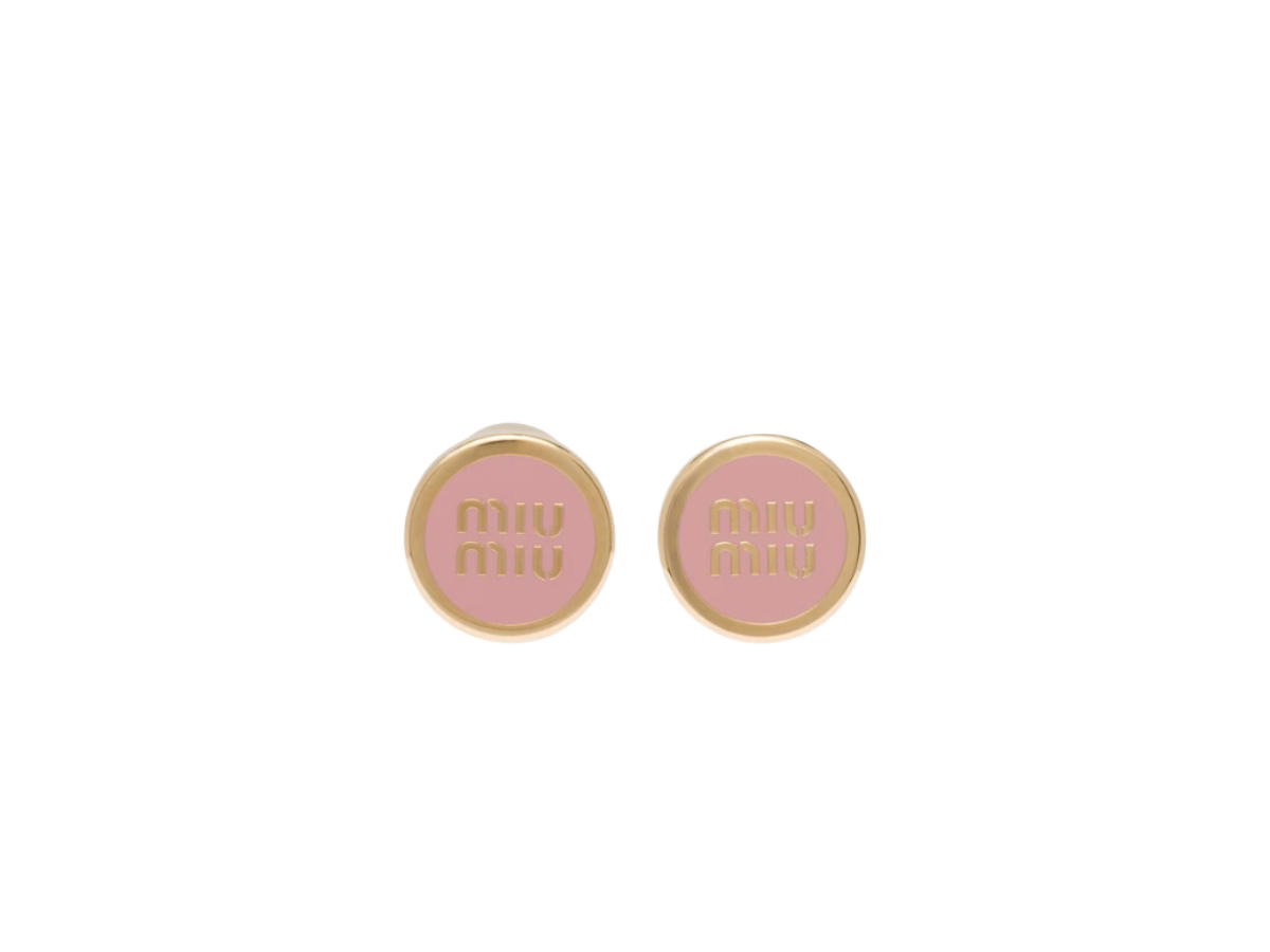 Miu Miu Miu Miu Enameled metal earrings With Visible logo Orchid Pink