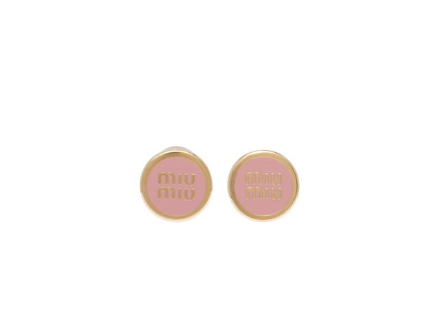 Miu Miu Miu Miu Enameled metal earrings With Visible logo Orchid Pink - view 1