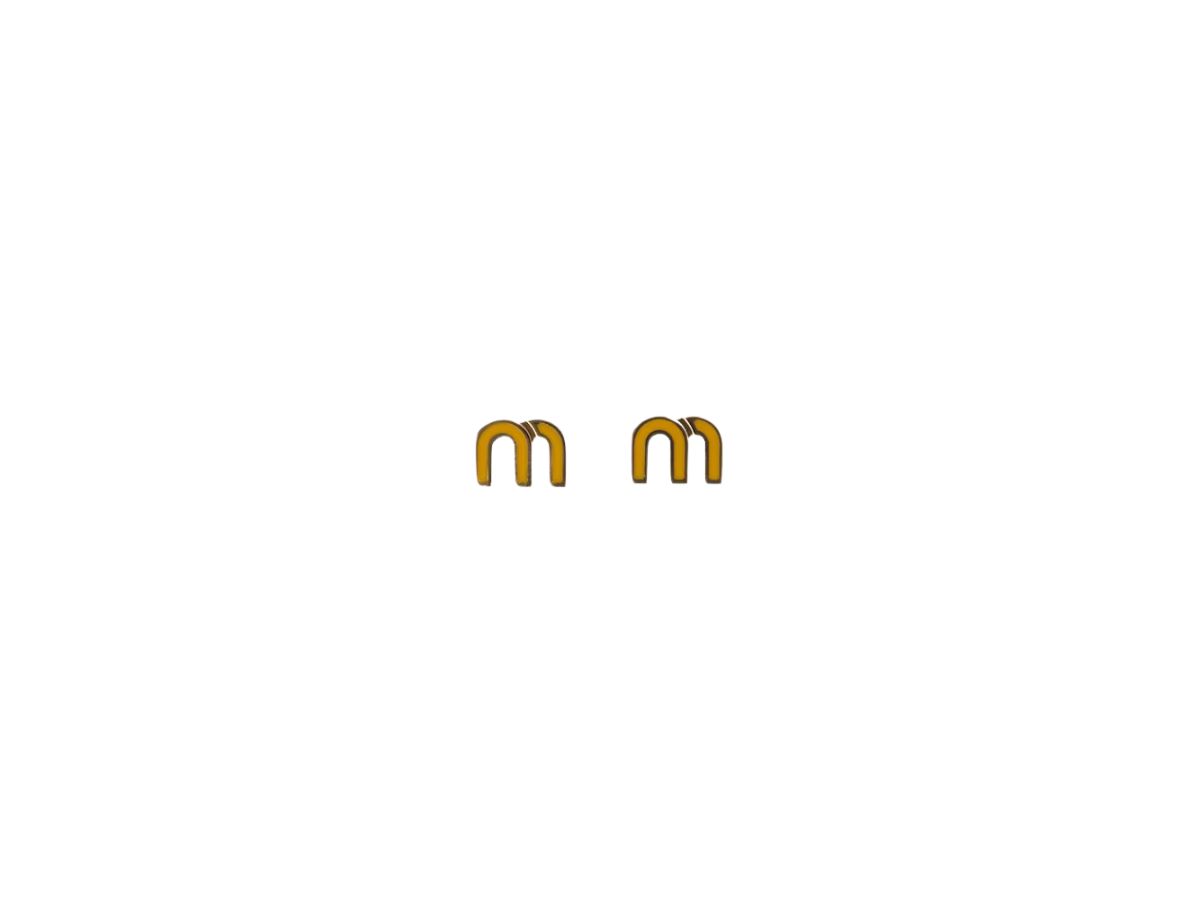 Miu Miu Miu Miu Enameled Metal Earrings Pomegranate Yellow