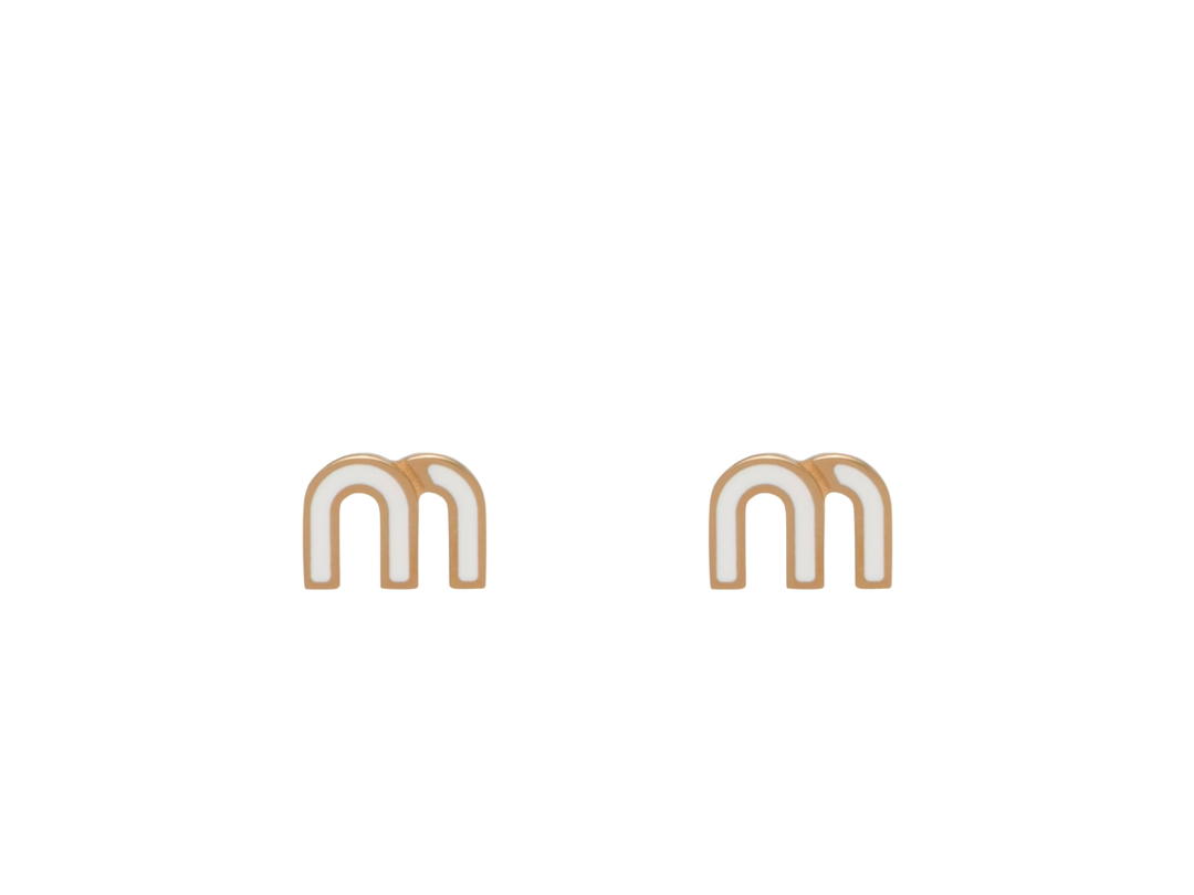 Miu Miu Miu Miu Enameled metal earrings With Logo lasered on the back White