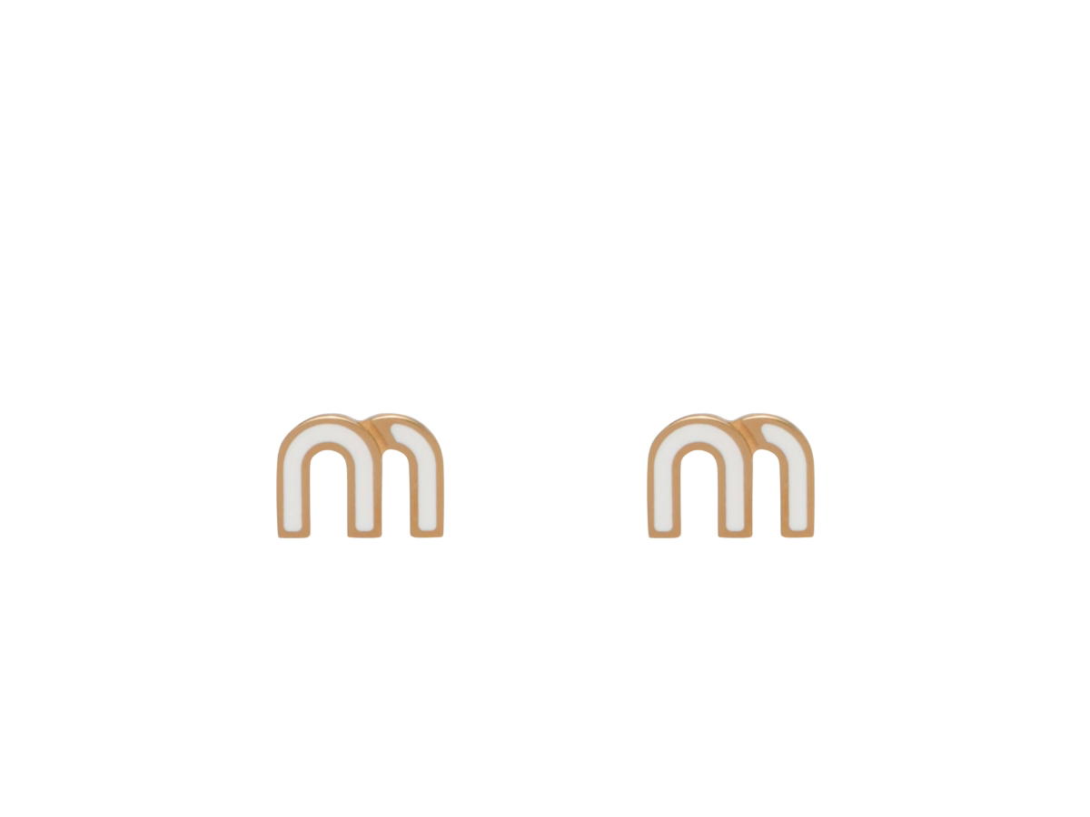 Miu Miu Miu Miu Enameled metal earrings With Logo lasered on the back White