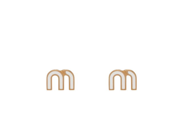 Miu Miu Miu Miu Enameled metal earrings With Logo lasered on the back White - view 1