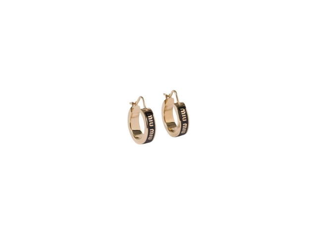 Miu Miu Miu Miu Enameled Metal Earrings With Visible Logo Black - view 1