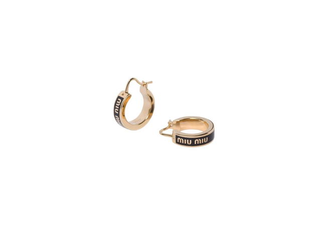 Miu Miu Miu Miu Enameled Metal Earrings With Visible Logo Black - view 2