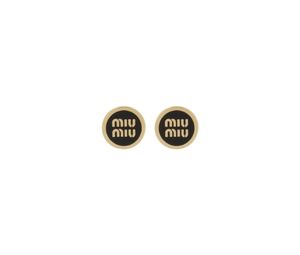 Buy Miu Miu Enameled Metal Earrings With Visible Logo Black at Sasom – Authentic and Ready to Ship