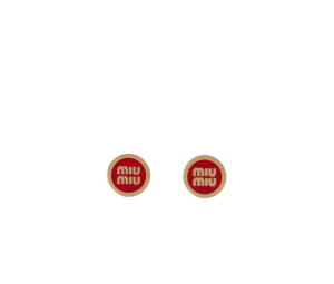 Buy Miu Miu Enameled Metal Earrings With Visible Logo Red at Sasom – Authentic and Ready to Ship