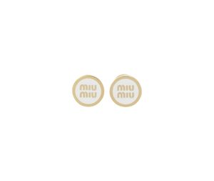 Buy Miu Miu Enameled Metal Earrings With Visible Logo White at Sasom – Authentic and Ready to Ship