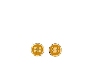 Buy Miu Miu Enameled Metal Earrings With Visible Logo Yellow at Sasom – Authentic and Ready to Ship