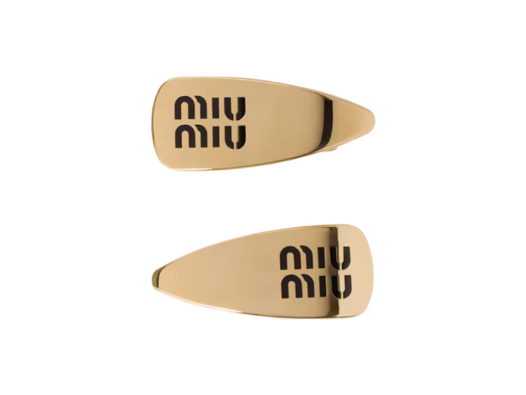 Miu Miu Miu Miu Enameled Metal Hair Clips In Visible logo Black