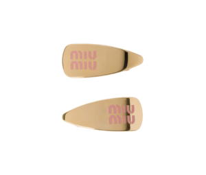 Buy Miu Miu Enameled Metal Hair Clips In Visible Logo Orchid Pink at Sasom – Authentic and Ready to Ship