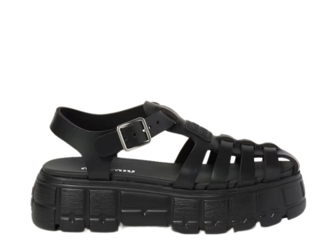Miu Miu Miu Miu EVA Platform Cage Sandals Black
