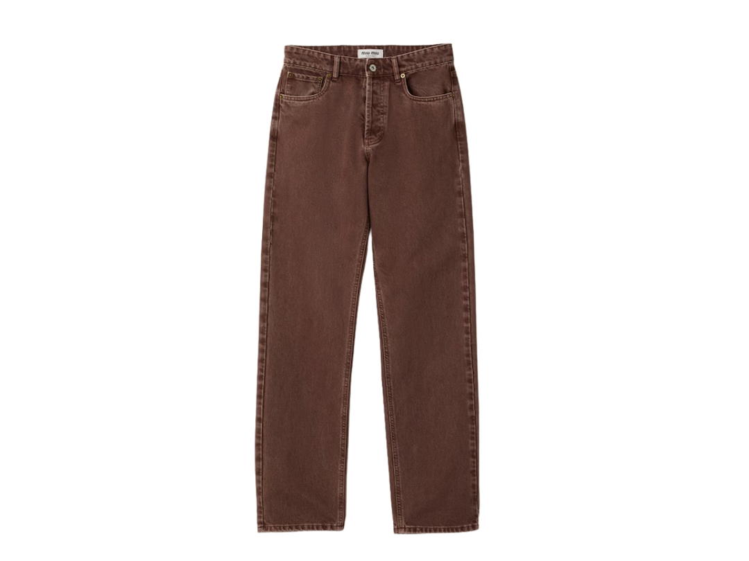 Miu Miu Miu Miu Five-Pocket Bull Denim Trousers Brown