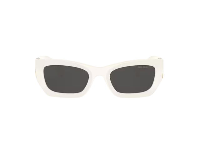 Miu Miu Miu Miu Glimpse Sunglasses In Chalk White Acetate Frame With Slate Gray Lenses - view 1