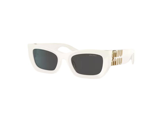 Miu Miu Miu Miu Glimpse Sunglasses In Chalk White Acetate Frame With Slate Gray Lenses - view 2