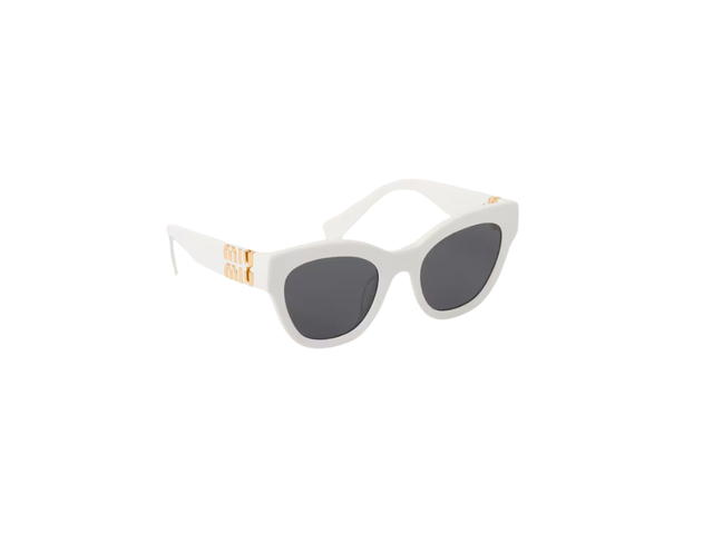 Miu Miu Miu Miu Glimpse Sunglasses In Chalk White Acetate Frame With Slate Gray Lenses - view 2