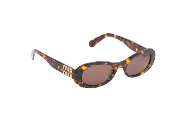 Miu Miu Miu Miu Glimpse Sunglasses In Honey Tortoiseshell Acetate Frame With Coffee Lenses - view 2
