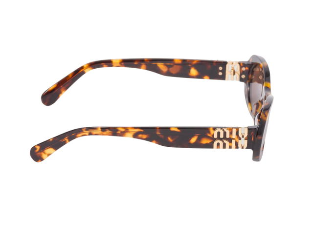 Miu Miu Miu Miu Glimpse Sunglasses In Honey Tortoiseshell Acetate Frame With Coffee Lenses - view 3
