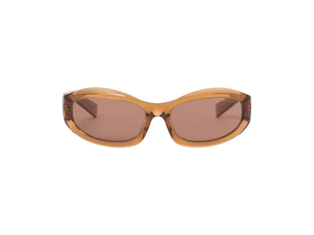 Miu Miu Miu Miu Glimpse Sunglasses In Transparent Caramel Bio-Acetate Frame With Camel Lenses - view 1