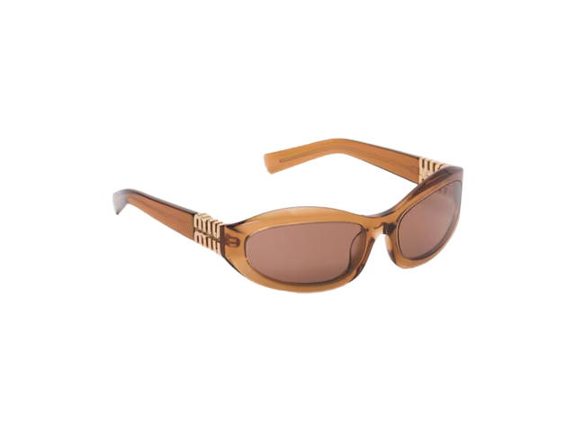 Miu Miu Miu Miu Glimpse Sunglasses In Transparent Caramel Bio-Acetate Frame With Camel Lenses - view 2