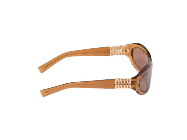 Miu Miu Miu Miu Glimpse Sunglasses In Transparent Caramel Bio-Acetate Frame With Camel Lenses - view 3