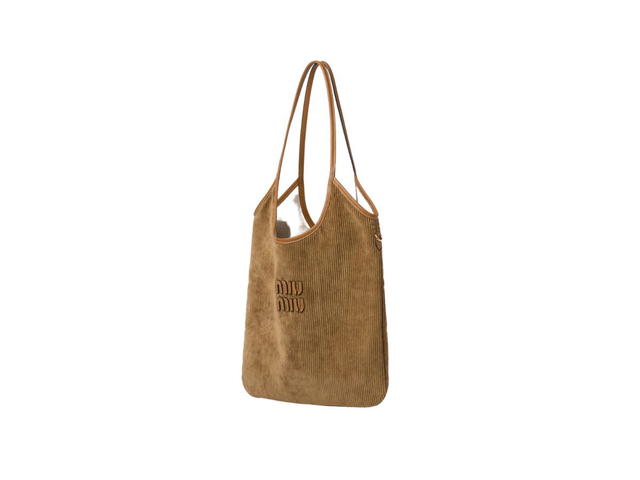 Miu Miu Miu Miu Ivy Corduroy Bag With Leather Lettering Logo And Gold-Tone Hardware Cinnamon - view 2