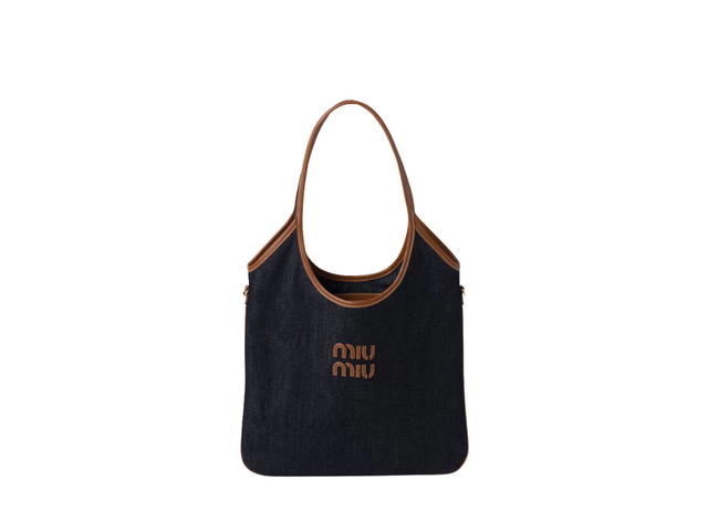Miu Miu Miu Miu Ivy Denim Bag With Gold-Tone Hard Blue-Brandy - view 1
