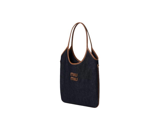 Miu Miu Miu Miu Ivy Denim Bag With Gold-Tone Hard Blue-Brandy - view 2