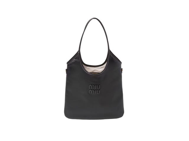 Miu Miu Miu Miu Ivy Leather Bag With Leather Lettering Logo And Gold-Tone Hardware Black - view 1