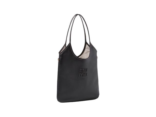 Miu Miu Miu Miu Ivy Leather Bag With Leather Lettering Logo And Gold-Tone Hardware Black - view 2