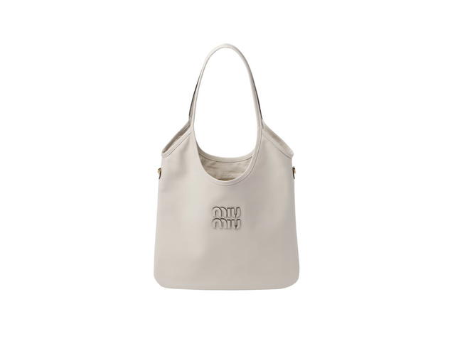 Miu Miu Miu Miu Ivy Leather Bag With Leather Lettering Logo And Gold-Tone Hardware Chalk White - view 1