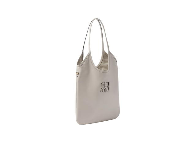 Miu Miu Miu Miu Ivy Leather Bag With Leather Lettering Logo And Gold-Tone Hardware Chalk White - view 2