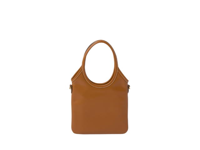 Miu Miu Miu Miu Ivy Leather Handbag Mini In Calfskin-Lettering Logo With Gold-tone Hardware Cognac - view 2
