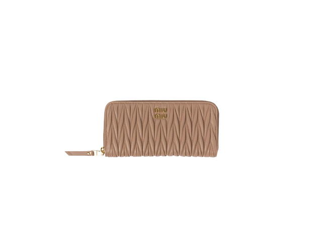 Miu Miu Miu Miu Large Matelassé Nappa Leather Wallet With Metal Lettering Logo Cameo - view 1