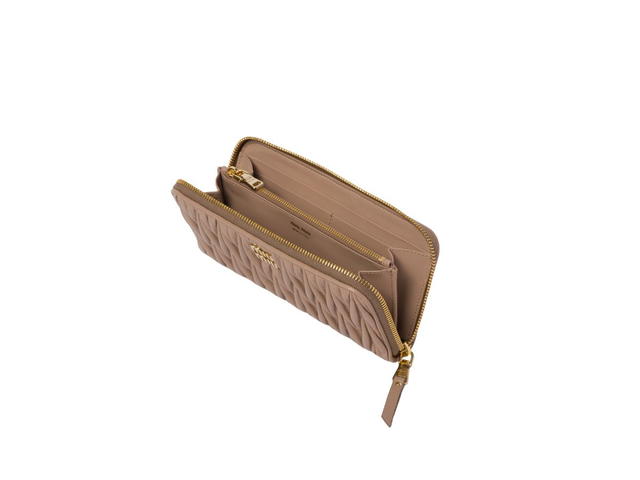 Miu Miu Miu Miu Large Matelassé Nappa Leather Wallet With Metal Lettering Logo Cameo - view 2