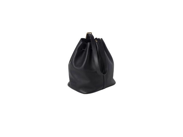 Miu Miu Miu Miu Leather Bucket Bag With Embossed Lettering Logo And Gold-Tone Hardware Black - view 2