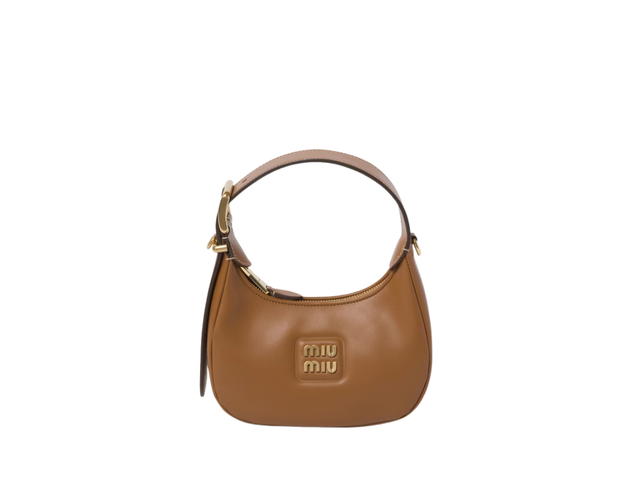 Miu Miu Miu Miu Leather Hobo Bag In Leather With Gold-Tone Hardware Caramel - view 1