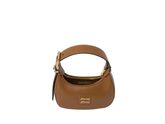Miu Miu Miu Miu Leather Hobo Bag In Leather With Gold-Tone Hardware Caramel - view 3