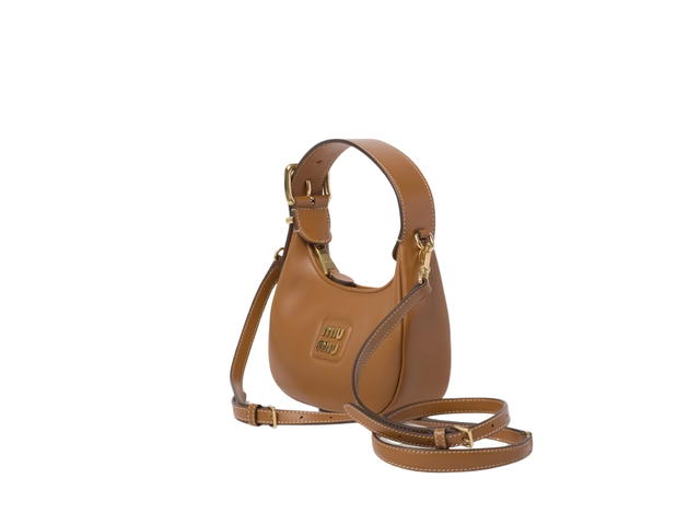Miu Miu Miu Miu Leather Hobo Bag In Leather With Gold-Tone Hardware Caramel - view 4