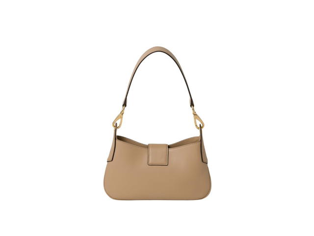 Miu Miu Miu Miu Leather Hobo Bag With Metal Lettering Logo And Gold-Tone Hardware Sand Beige - view 3