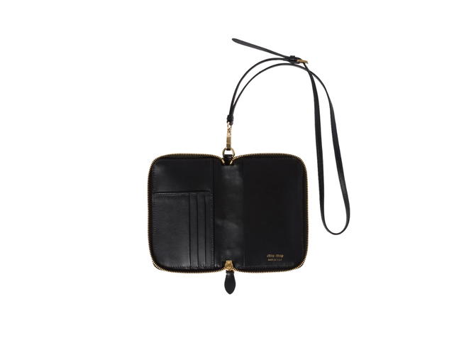 Miu Miu Miu Miu Leather Passport Holder In Leather With Metal Lettering Logo Black - view 3