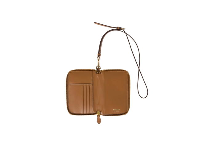 Miu Miu Miu Miu Leather Passport Holder In Leather With Metal Lettering Logo Caramel - view 3