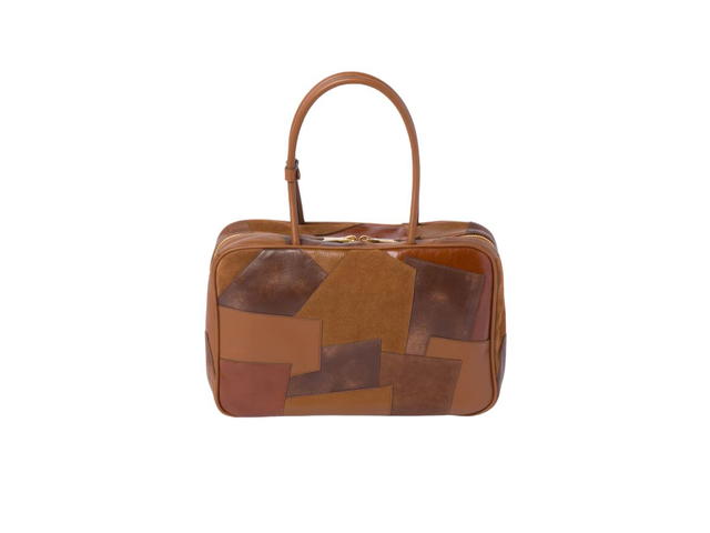 Miu Miu Miu Miu Leather Patchwork Beau Bag With Gold Hardware Cognac - view 3