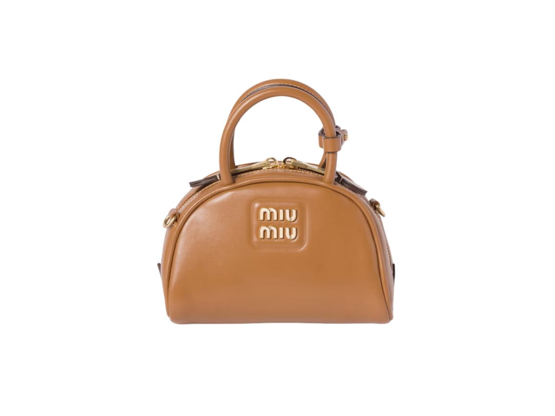 Miu Miu Miu Miu Leather Top-Handle Bag 18CM In Leather With Gold-Tone Hardware Caramel