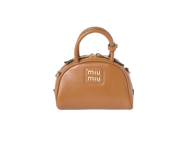 Miu Miu Miu Miu Leather Top-Handle Bag 18CM In Leather With Gold-Tone Hardware Caramel - view 1