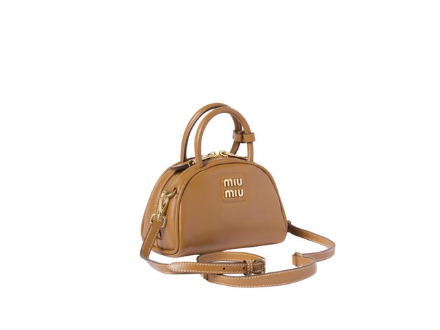 Miu Miu Miu Miu Leather Top-Handle Bag 18CM In Leather With Gold-Tone Hardware Caramel - view 3